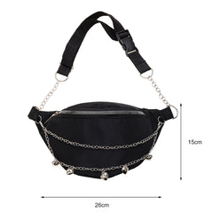 Women Chain Waist Bag Nylon Zipper Small Travel Phone Chest Bag
