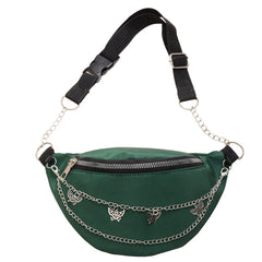 Women Chain Waist Bag Nylon Zipper Travel Phone Chest Bag