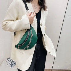 Women Chain Waist Bag Nylon Zipper Small Travel Phone Chest Bag