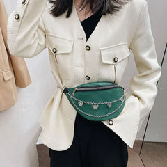 Women Chain Waist Bag Nylon Zipper Small Travel Phone Chest Bag