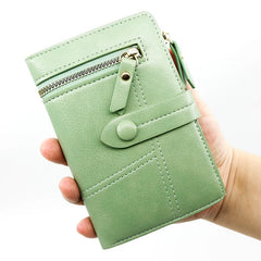 Women Change Purse Short Wallet PU Leather Zipper Hasp Ladies Purses Money