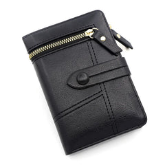 Women Change Purse Short Wallet PU Leather Zipper Hasp Ladies Purses Money