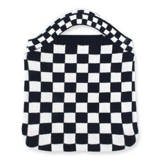 Women Checkered Shoulder Bag Woolen Knitted Clash Tote Bag