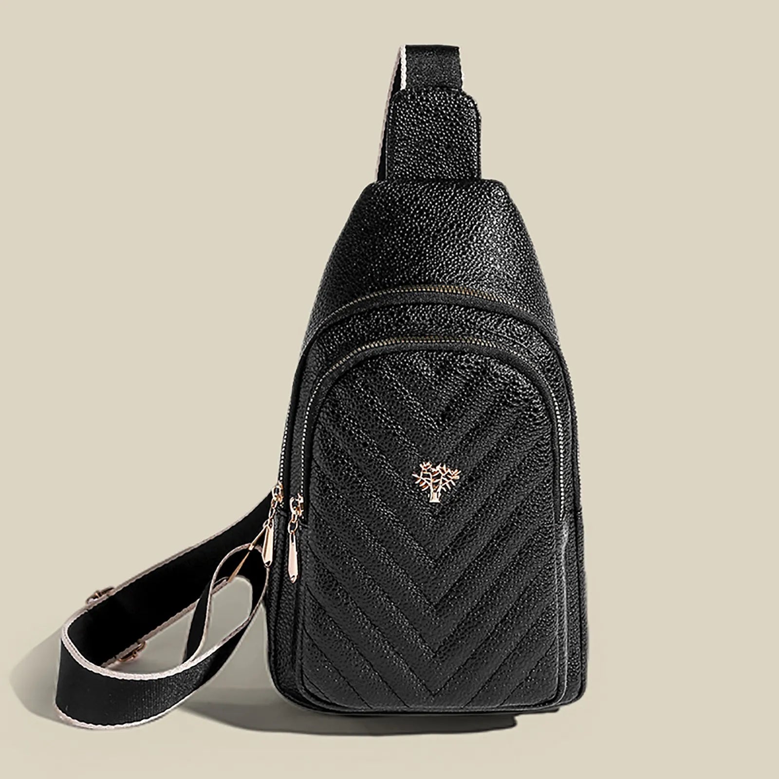 Women Chest Bag Small Crossbody Pu Leather Daypack Lady Shoulder Strap