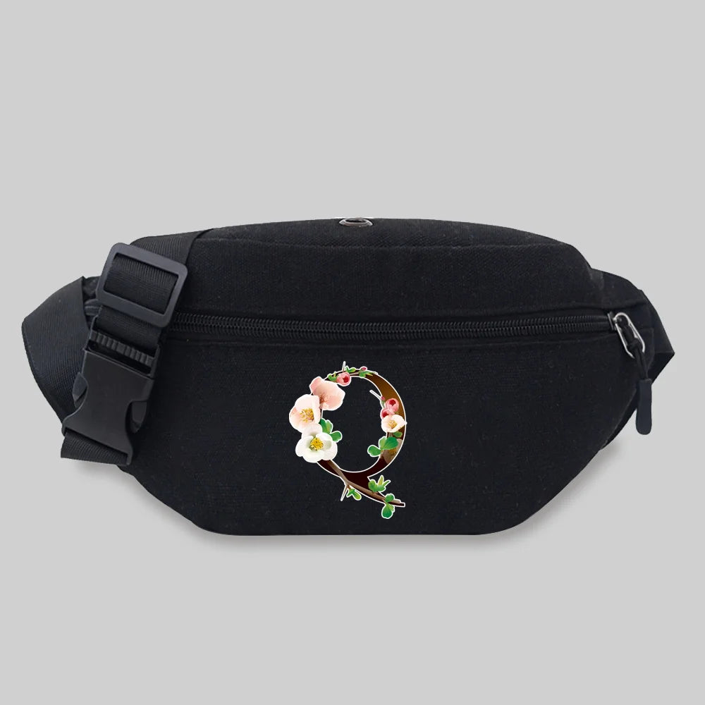 Flower Letter Series Waist Bag Outdoor Sports Storage Bag