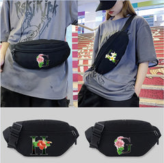 Flower Letter Series Waist Bag Outdoor Sports Storage Bag