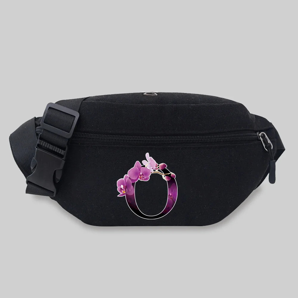 Flower Letter Series Waist Bag Outdoor Sports Storage Bag