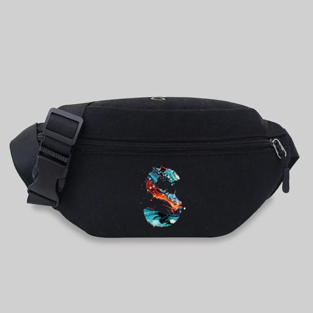 Unisex Travel Waist Bag Paint Letter Series Pattern Chest Messenger Bag