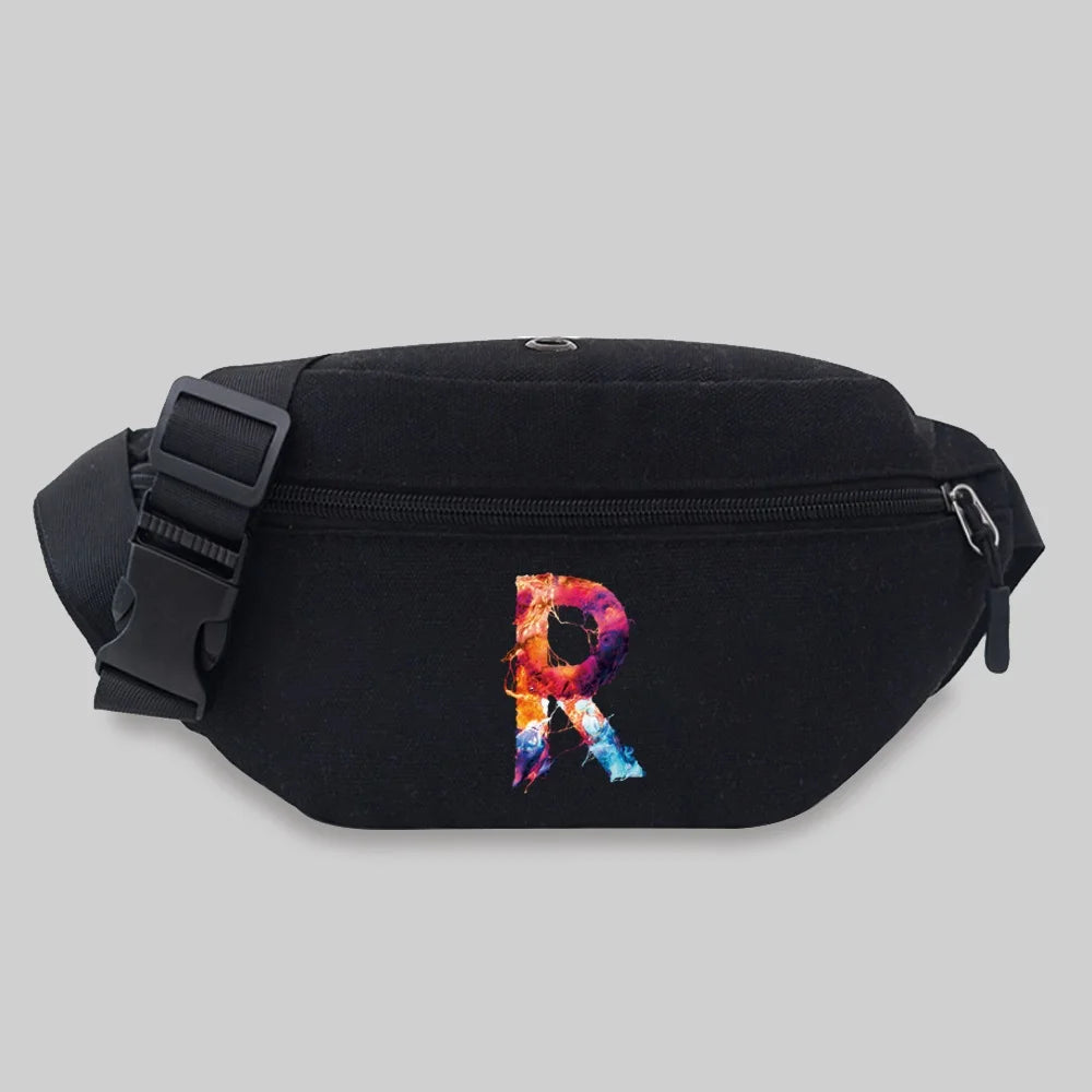 Unisex Travel Waist Bag Paint Letter Series Pattern Chest Messenger Bag