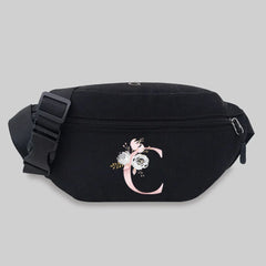 Pink Flower Letter Series Shoulder Crossbody Bag