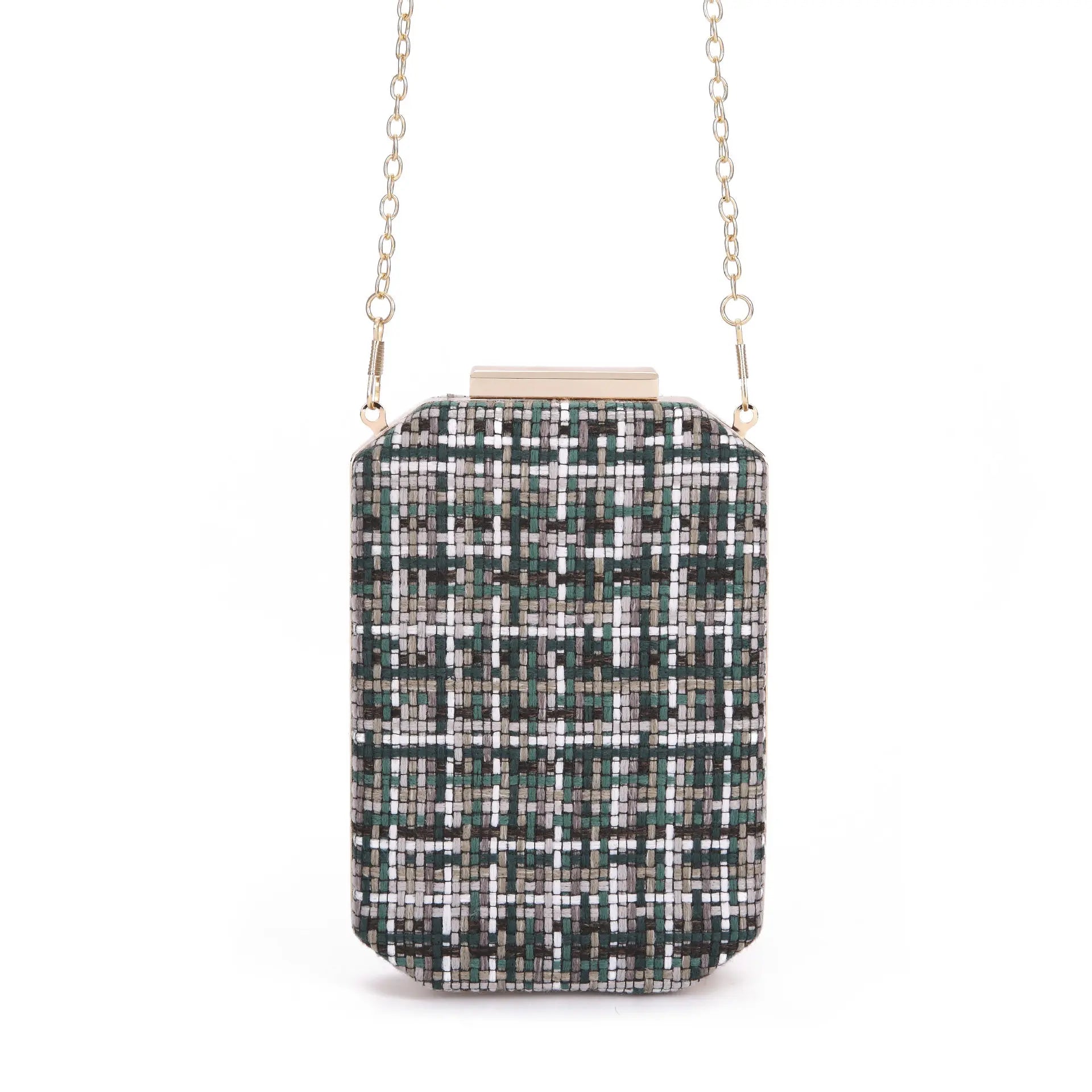 Plaid Flap Wedding Clutch Bag Vintage Style Shoulder Purse Party Banquet