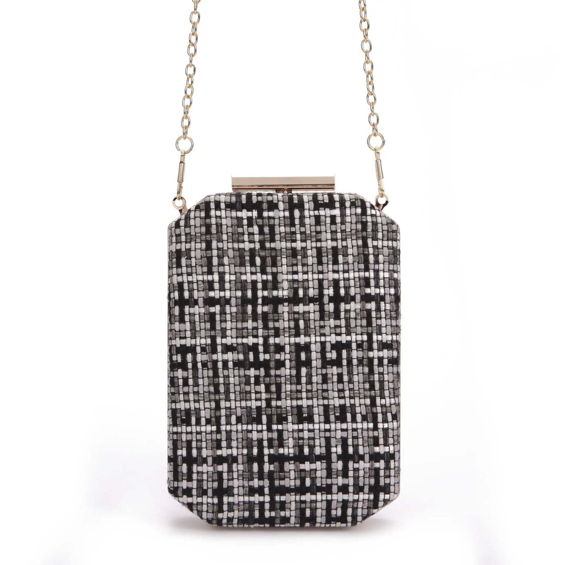 Plaid Flap Wedding Clutch Bag Vintage Style Shoulder Purse Party Banquet