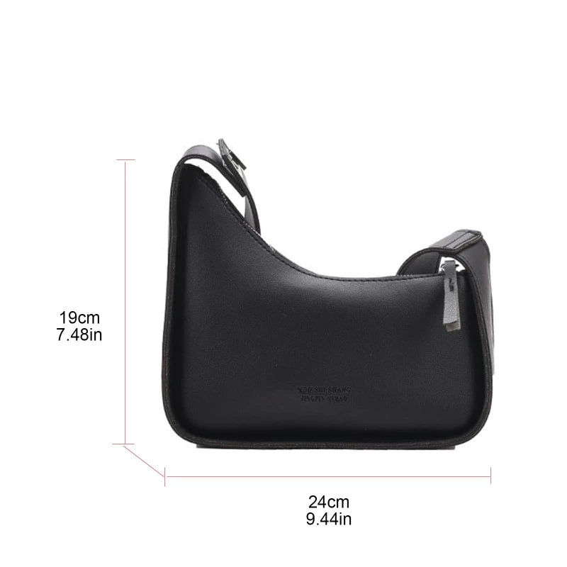 Women Underarm Bag Wide Straps Crossbody Purse Multi-color PU Leather Shoulder B