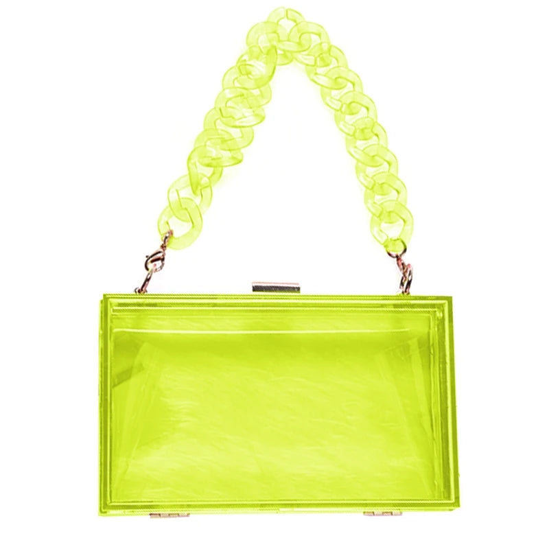 Clear Acrylic Box Clutch Crossbody Bag with Strap