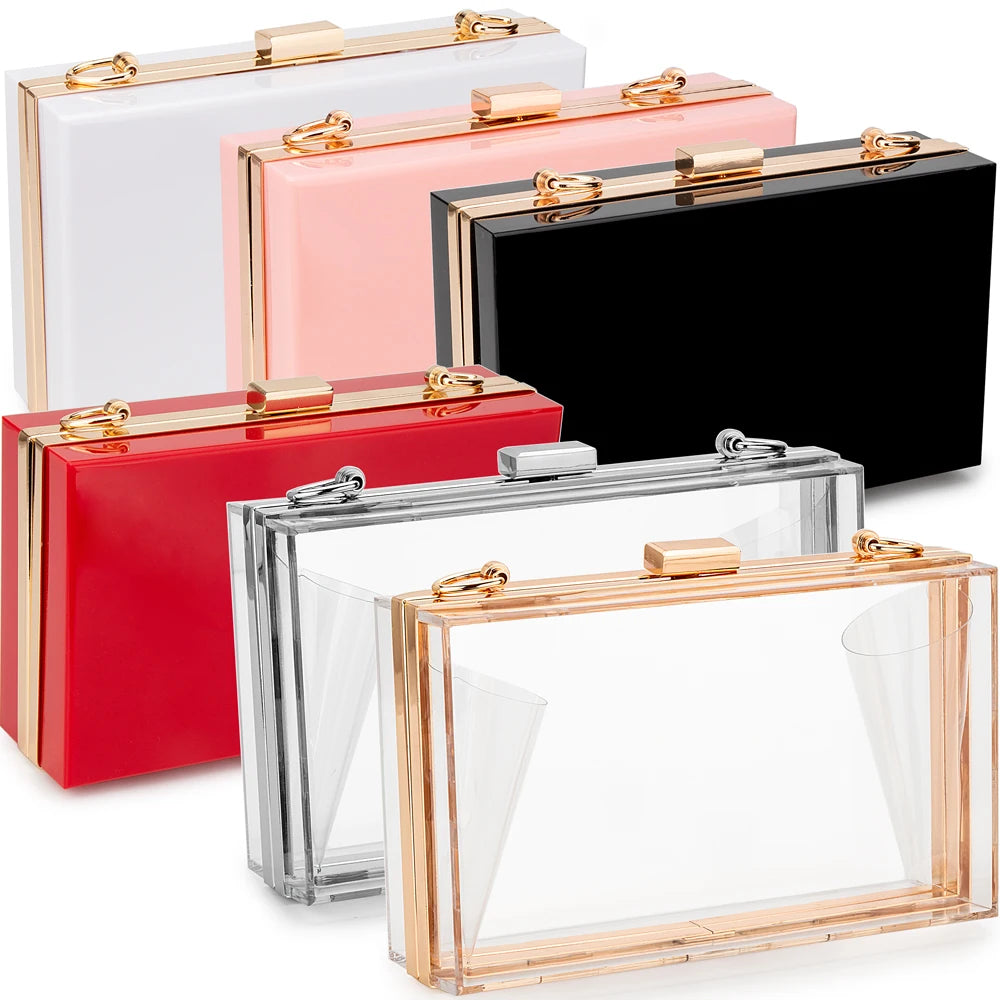 Transparante Clutch Bag met Ketting Band - Crossbody Metal Chain