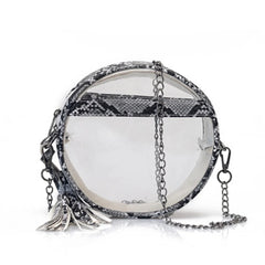 Clear Snakinskin Crossbody Round Transparent Shoulder Chain Handbag