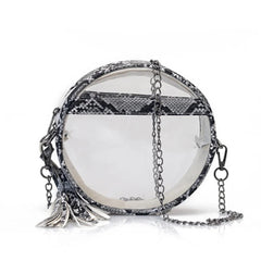 Clear Snakinskin Crossbody Round Transparent Shoulder Chain Handbag