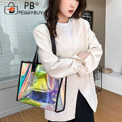 Women Clear TOTES Waterproof Transparent Handbags Large Shopper Shoulder Bag