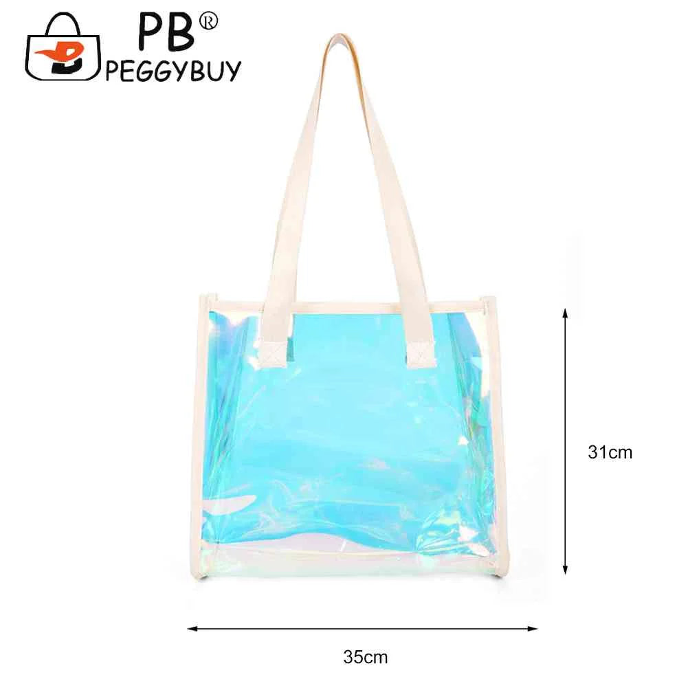 Women Clear TOTES Waterproof Transparent Handbags Large Shopper Shoulder Bag