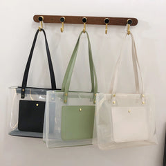 Women Clear Tote Transparent Handbags Large Shopper Bag Summer Beach Pouch