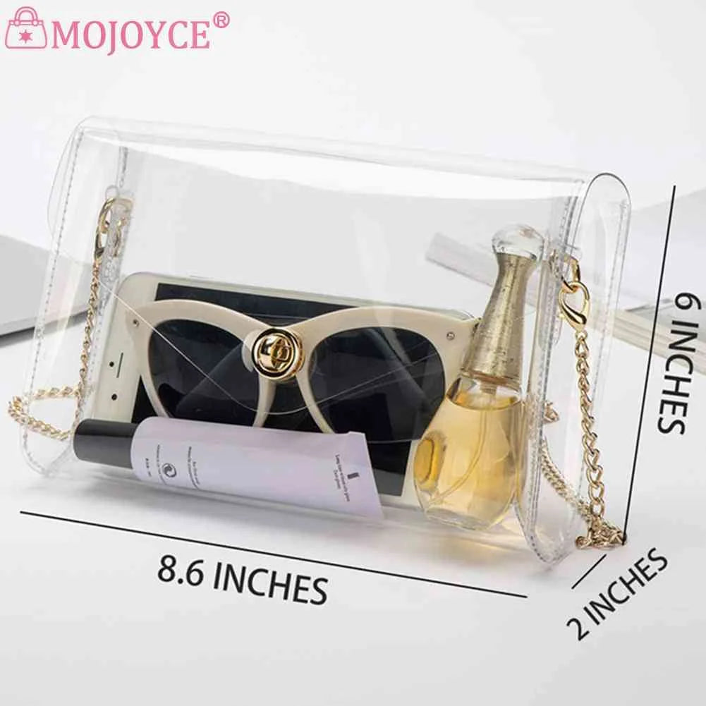 Women Clear Transparent Bag Small Flap Stadium Approved Crossbody Bag