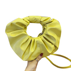 Women Cloud Bag Soft PU Leather Ladies Pleated Handbag Underarm Bag Totes