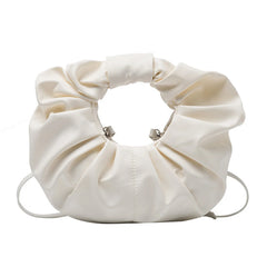 Women Cloud Bag Soft PU Leather Ladies Pleated Handbag Underarm Bag Totes