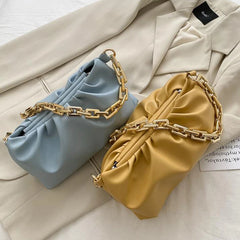 Women Cloud Underarm Shoulder Bags Pleated Pouch Totes Handbags