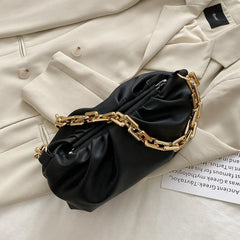 Women Cloud Underarm Shoulder Bags Pleated Pouch Totes Handbags