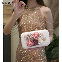 Floral Party Clutch Bag Wedding Evening Handbag Chain Shoulder Bags