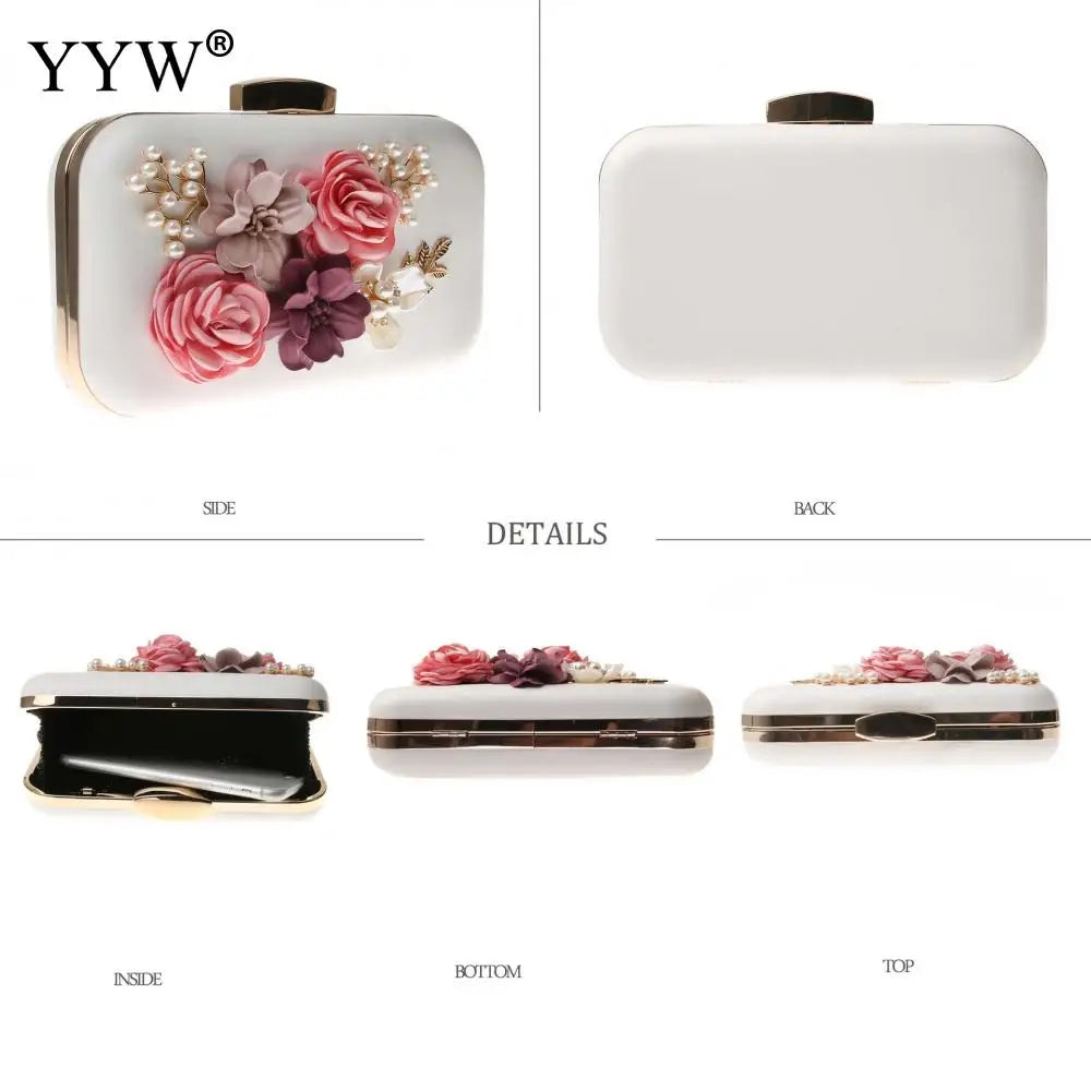 Floral Party Clutch Bag Wedding Evening Handbag Chain Shoulder Bags
