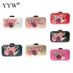 Floral Party Clutch Bag Wedding Evening Handbag Chain Shoulder Bags