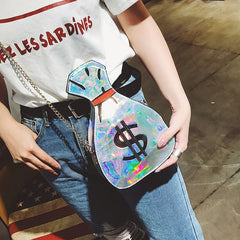Women Clutch Crossbody Messenger Bags 3D Dollar Laser Bolsa Feminina Handbags
