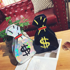 Women Clutch Crossbody Messenger Bags 3D Dollar Laser Bolsa Feminina Handbags