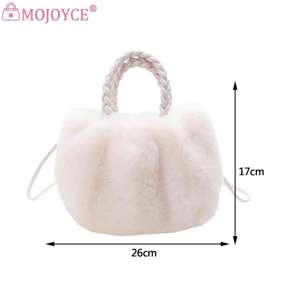 Soft Plush Women Clutch Handbag with Woven Handle - Solid Color