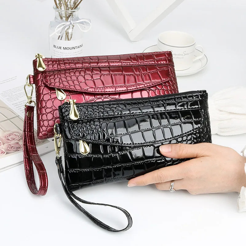 Women Clutch Purse PU Leather Wristlet Phone Bags Female Long Wallet