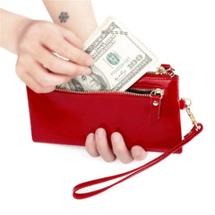 Oil Wax Leather Clutch Wallet Zipper Purse RFID Wallet