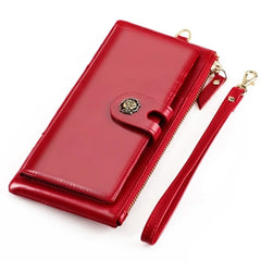 Oil Wax Leather Clutch Wallet Zipper Purse RFID Wallet