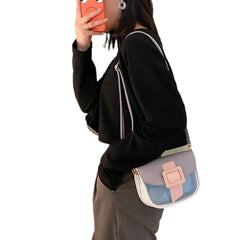 Women Crossbody Bag Wild Style Magnetic Buckle PU Leather Messenger Bag