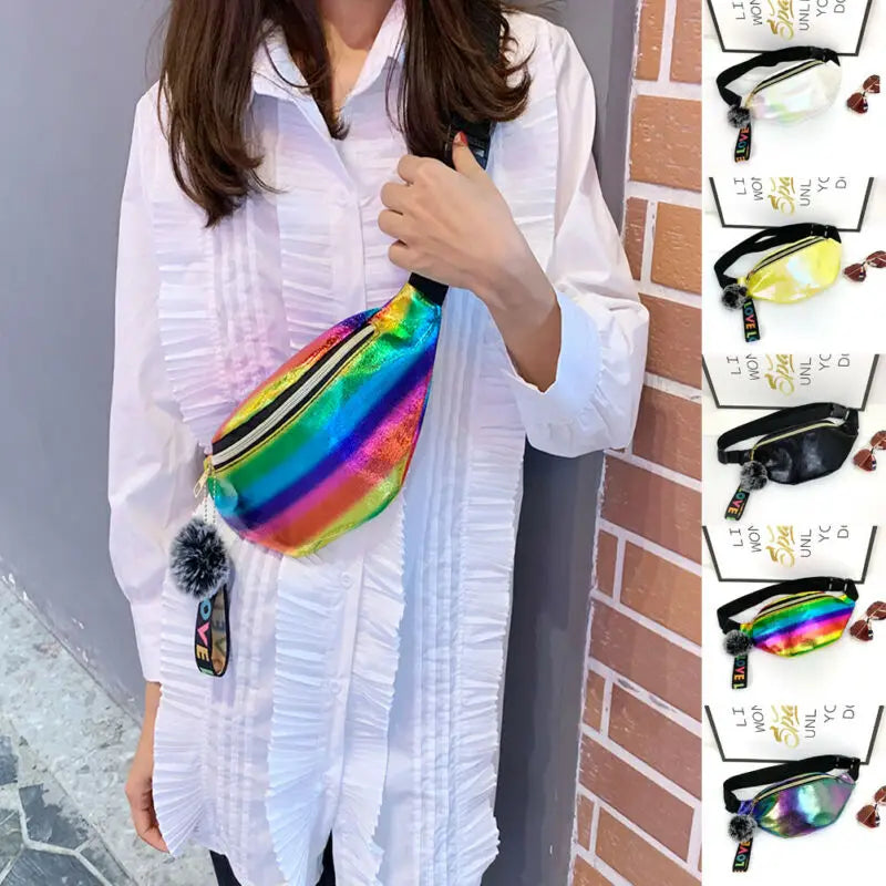 Women Colorful Waist Fanny Pack Belt Bag Girls Pouch Hip Bum Bag Ladies