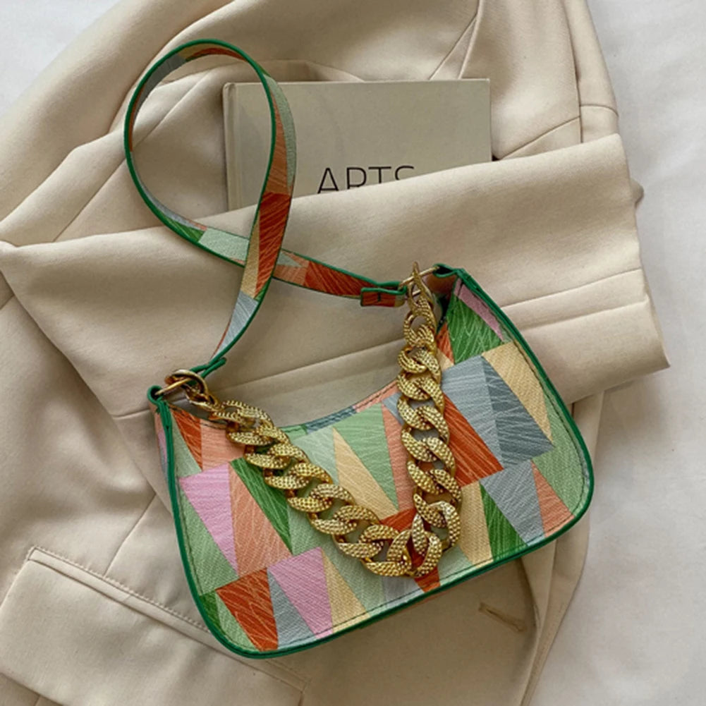 Colorful Triangle Printed Small Tote Bag for Travel