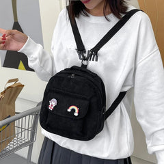 Women Corduroy Backpack Convertible Daypack Shoulder Bags