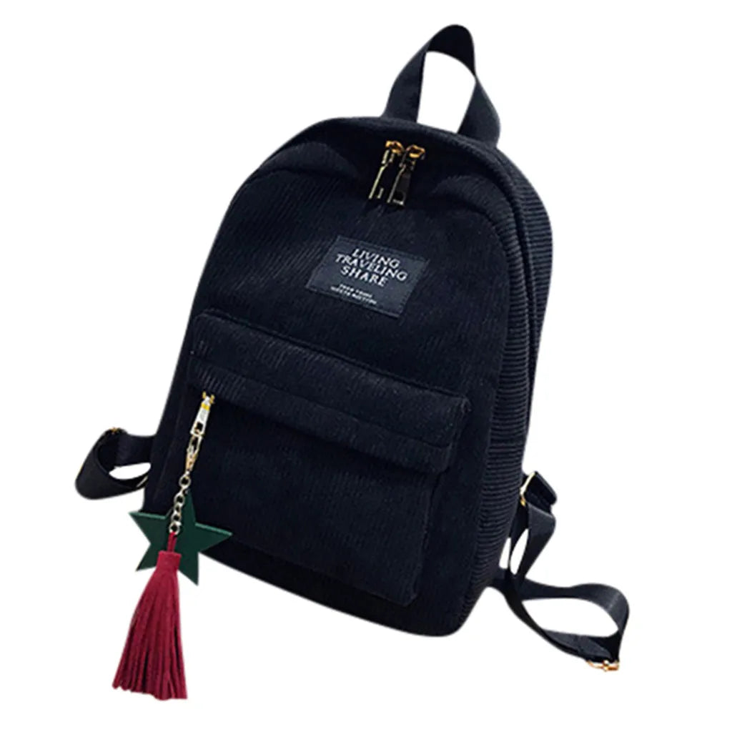 Corduroy Backpack for Women Small Travel Bag Girls Mochila