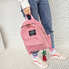 Corduroy Backpack for Women Small Travel Bag Girls Mochila