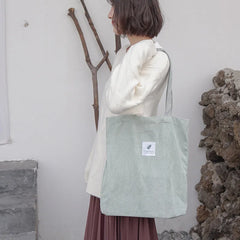 Women Corduroy Canvas Tote Handbag Casual Shopping Bag