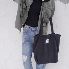 Women Corduroy Canvas Tote Handbag Casual Shopping Bag