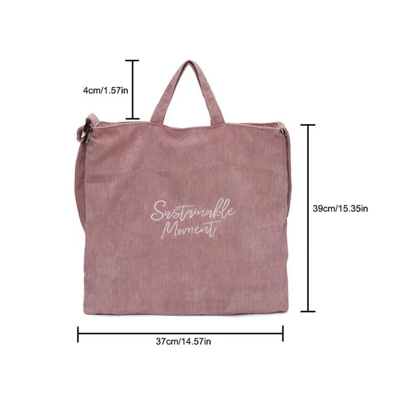 Women Corduroy Canvas Tote Shoulder Bag Shopping Handbag