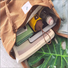 Women Corduroy Shopping Bag Canvas Shoulder Handbag Eco Tote