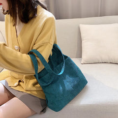 Corduroy Shopping Bag Female Canvas Cloth Shoulder Bag