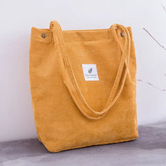 Women Corduroy Shopping Bag Canvas Shoulder Bag Foldable Eco Tote